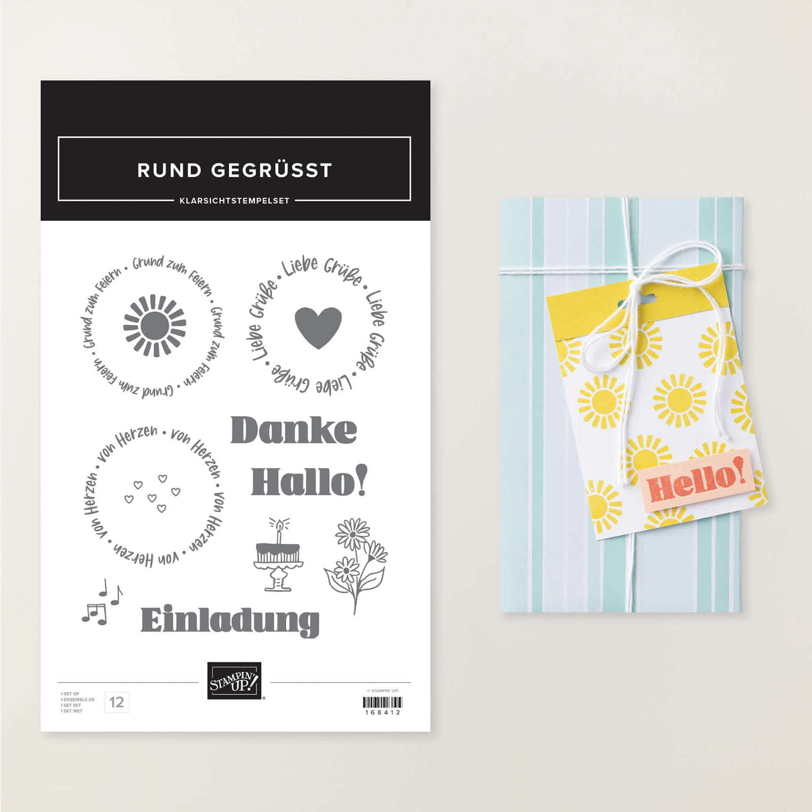 STEMPELSET KLARSICHT RUND GEGRÜSST (DEUTSCH)
