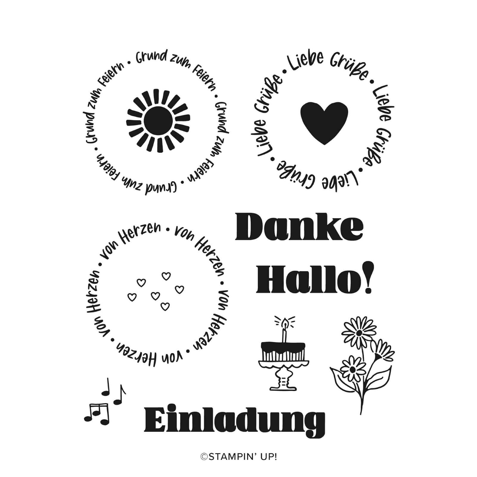 STEMPELSET KLARSICHT RUND GEGRÜSST (DEUTSCH)