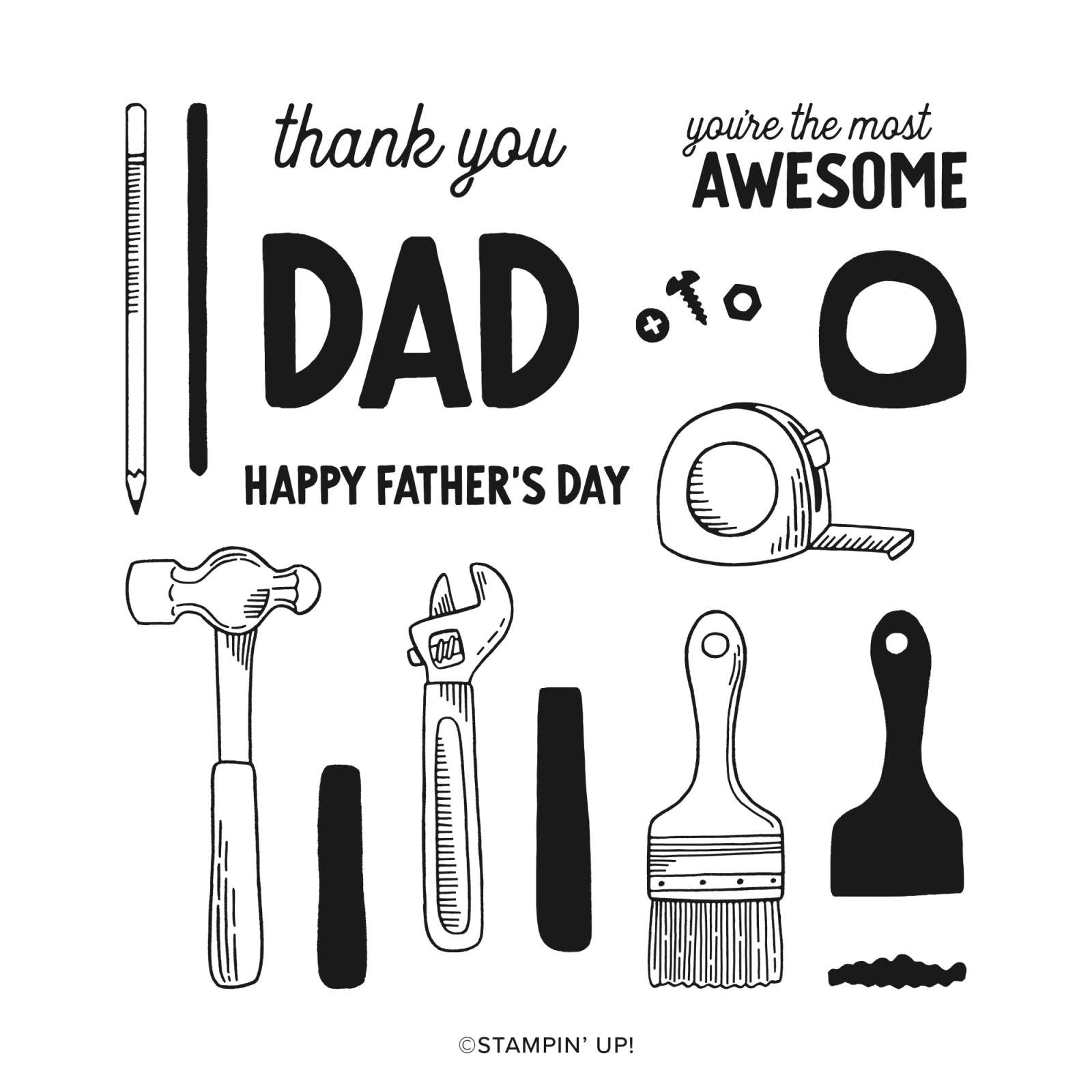 TRUSTY TOOLS PHOTOPOLYMER STAMP SET (ENGLISH)