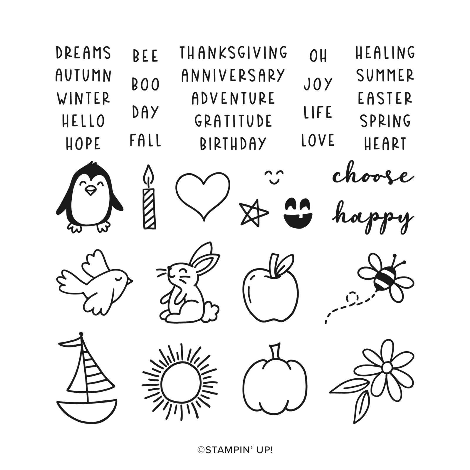 CHOOSE HAPPY PHOTOPOLYMER STAMP SET (ENGLISH)