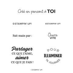 SET DE TAMPONS EN RÉSINE INSPIRER CRÉER PARTAGER (FRANÇAIS)
