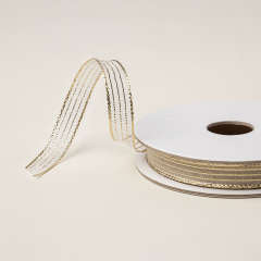 GOLD STRIPED 3/8" (1 CM) MESH RIBBON