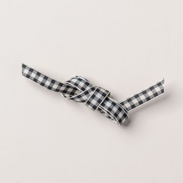 BLACK & VERY VANILLA 3/8" (1 CM) LARGE CHECK RIBBON