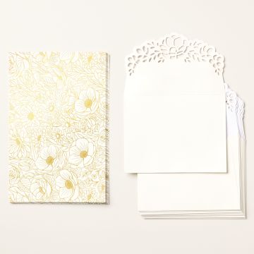 CARTES ET ENVELOPPES FLEURS DORÉES