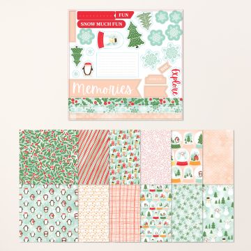 DESIGNERPAPIER 12" X 12" (30,5 X 30,5 CM) UND AUFKLEBERBOGEN SNOWY SCENES (ENGLISCH)