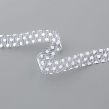 WHISPER WHITE 5/8" (1.6 CM) POLKA DOT TULLE RIBBON