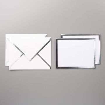CARTES ET ENVELOPPES À BORDURES ARGENTÉES 