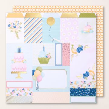 SPECIAAL DESIGNPAPIER WILDFLOWER BIRTHDAY 12" X 12" (30,5 X 30,5 CM)