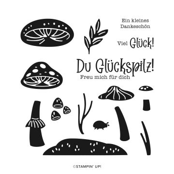 STEMPELSET KLARSICHT GLÜCKSPILZE (DEUTSCH)