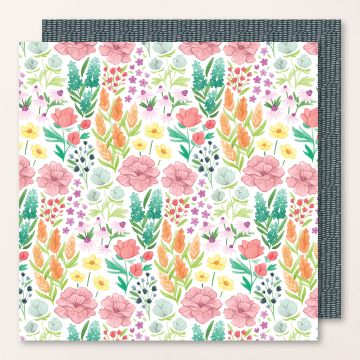 DESIGNERPAPIER 12" X 12" (30,5 X 30,5 CM) FRÖHLICH FLORAL