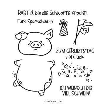 STEMPELSET KLARSICHT GLÜCKSSCHWEIN ZUM GEBURTSTAG (DEUTSCH)