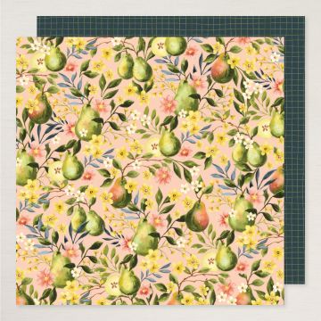 DESIGNERPAPIER 12" X 12" (30,5 X 30,5 CM) MALERISCHE BIRNEN