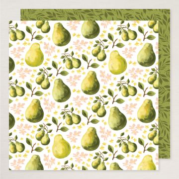 DESIGNERPAPIER 12" X 12" (30,5 X 30,5 CM) MALERISCHE BIRNEN