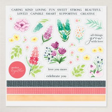 FLORALS IN BLOOM 12" X 12" (30.5 X 30.5 CM) DESIGNER SERIES PAPER & STICKER SHEET (ENGLISH)