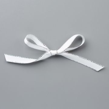 SILVER 3/8" (1 CM) METALLIC EDGE RIBBON