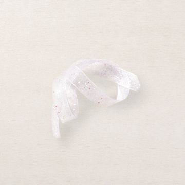 WHITE 3/8" (1 CM) GLITTERED ORGANDY RIBBON