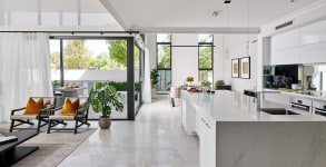 Stannard display homes - Aria - Kitchen, Living Room and Terrace/Alfresco area.