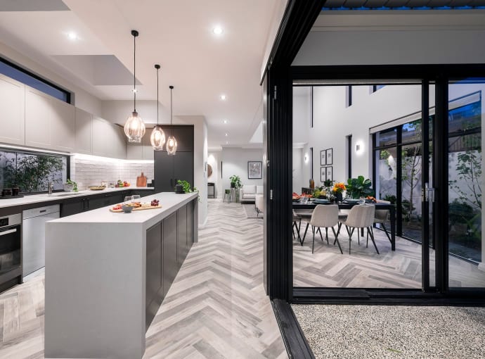 Kitchen and Dining area - Finding the Right Narrow Lot Home Design.