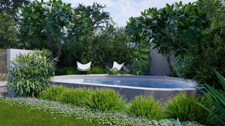 Sam De Vries outdoor pool landscaping on Stannard Homes offers