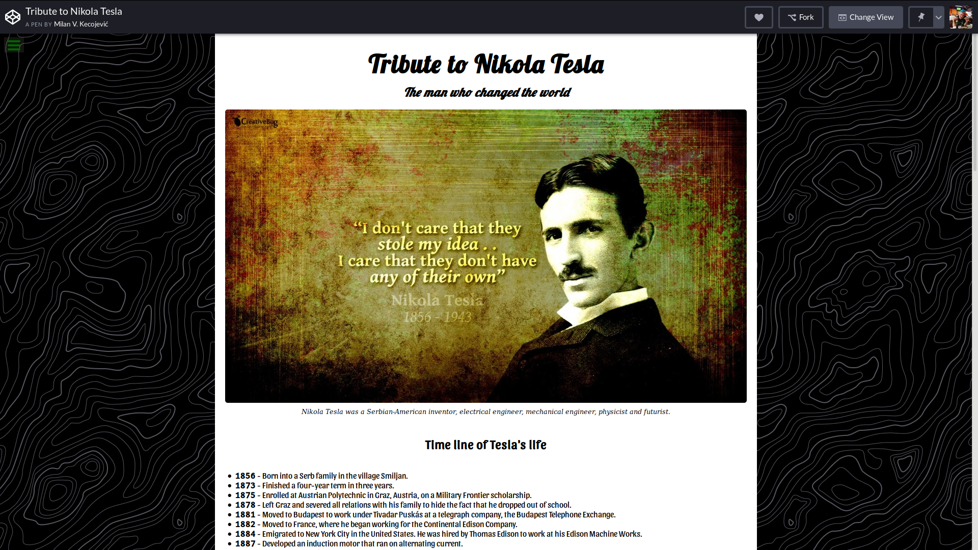 Tribute to Nikola Tesla
