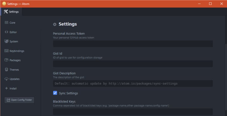 Sync-settings configuration.