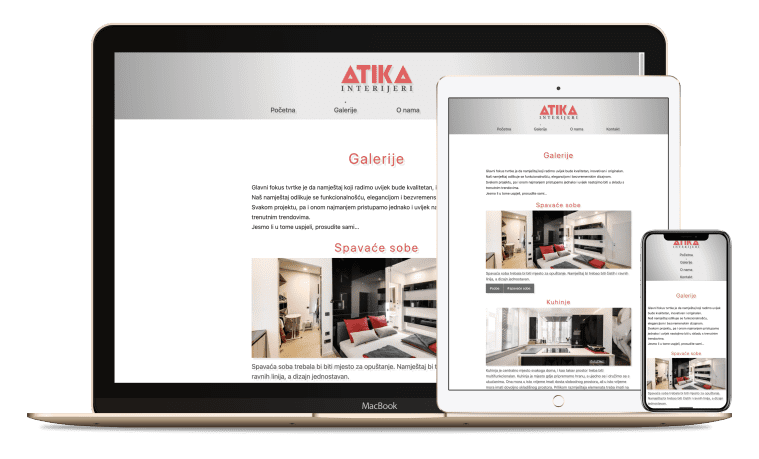 Screenshot of Atika Interijeri website.