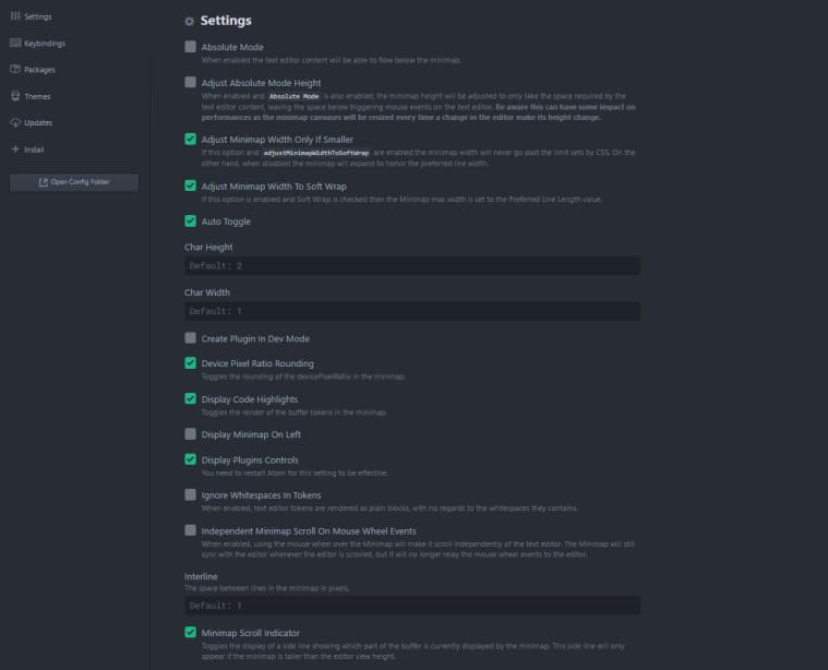 Atom General settings.