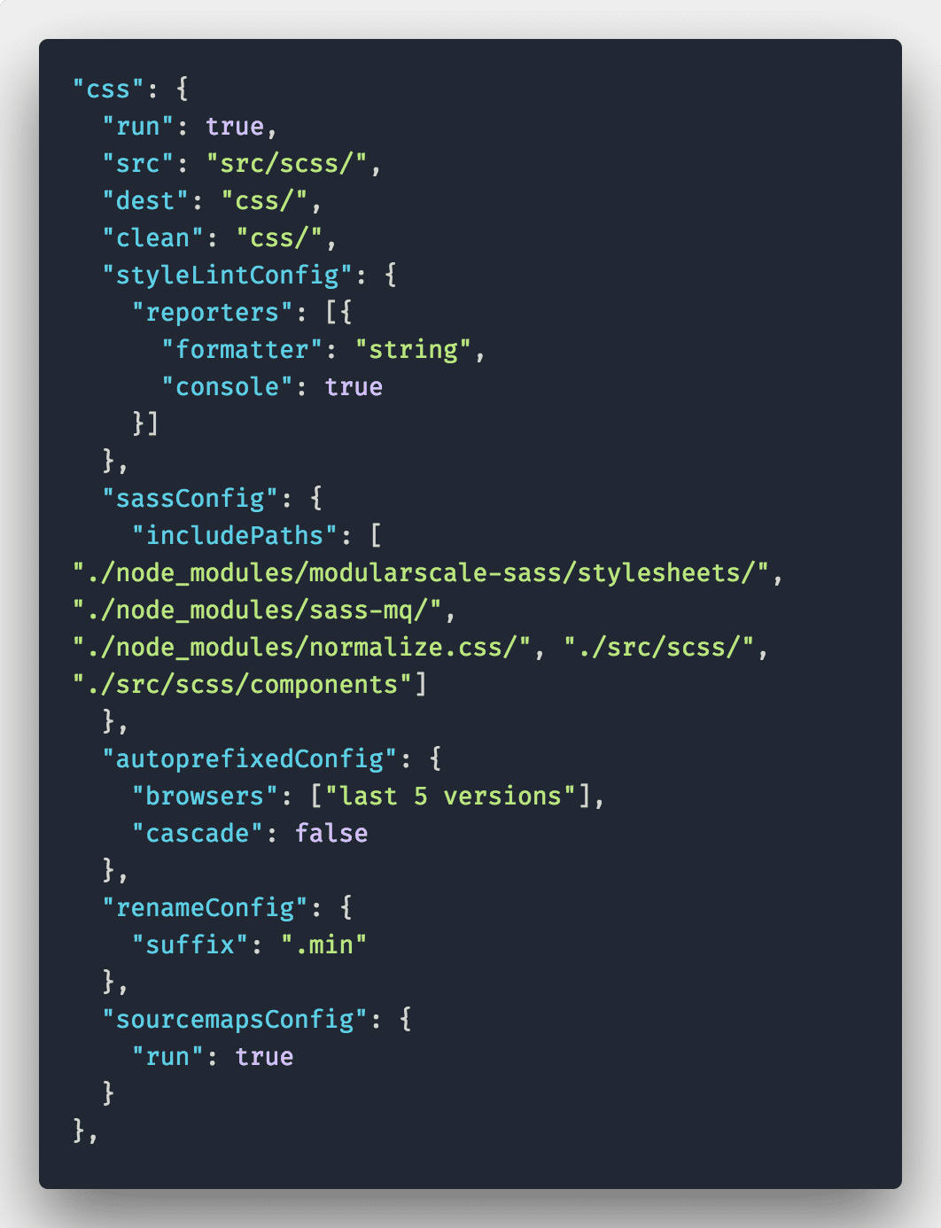 config.json file, CSS part.
