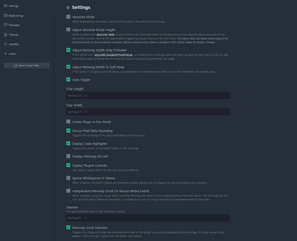 Atom General settings.