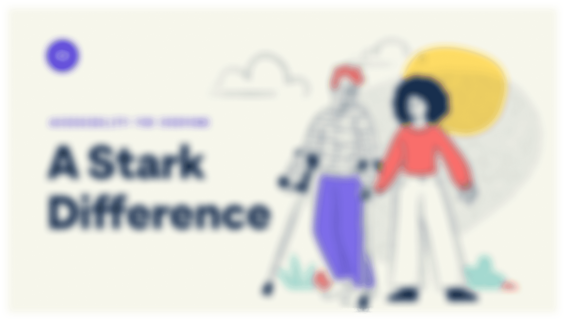 The Stark website shown with a blurred vision simulator applied.