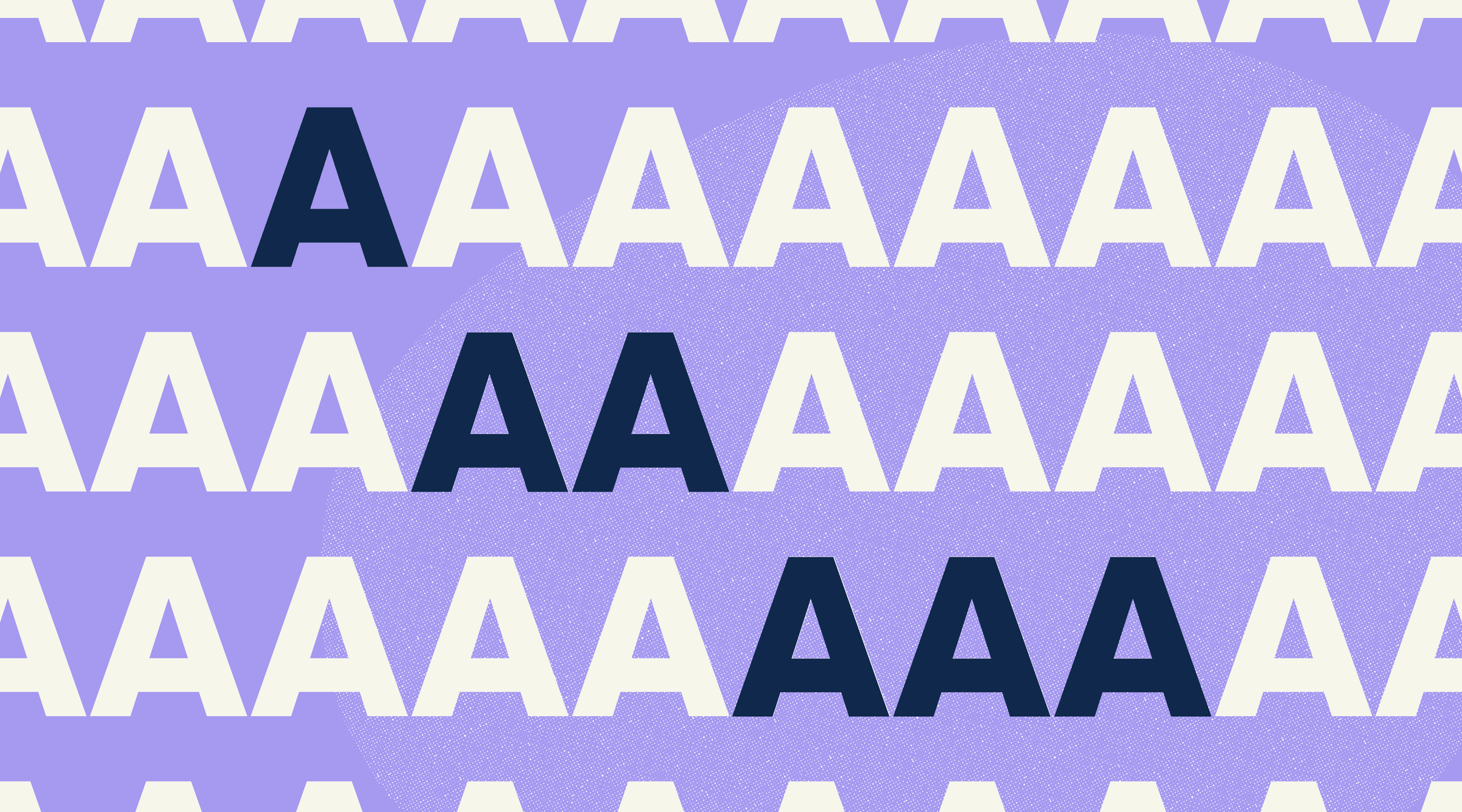 Cover image of a bunch of A's on a purple background.