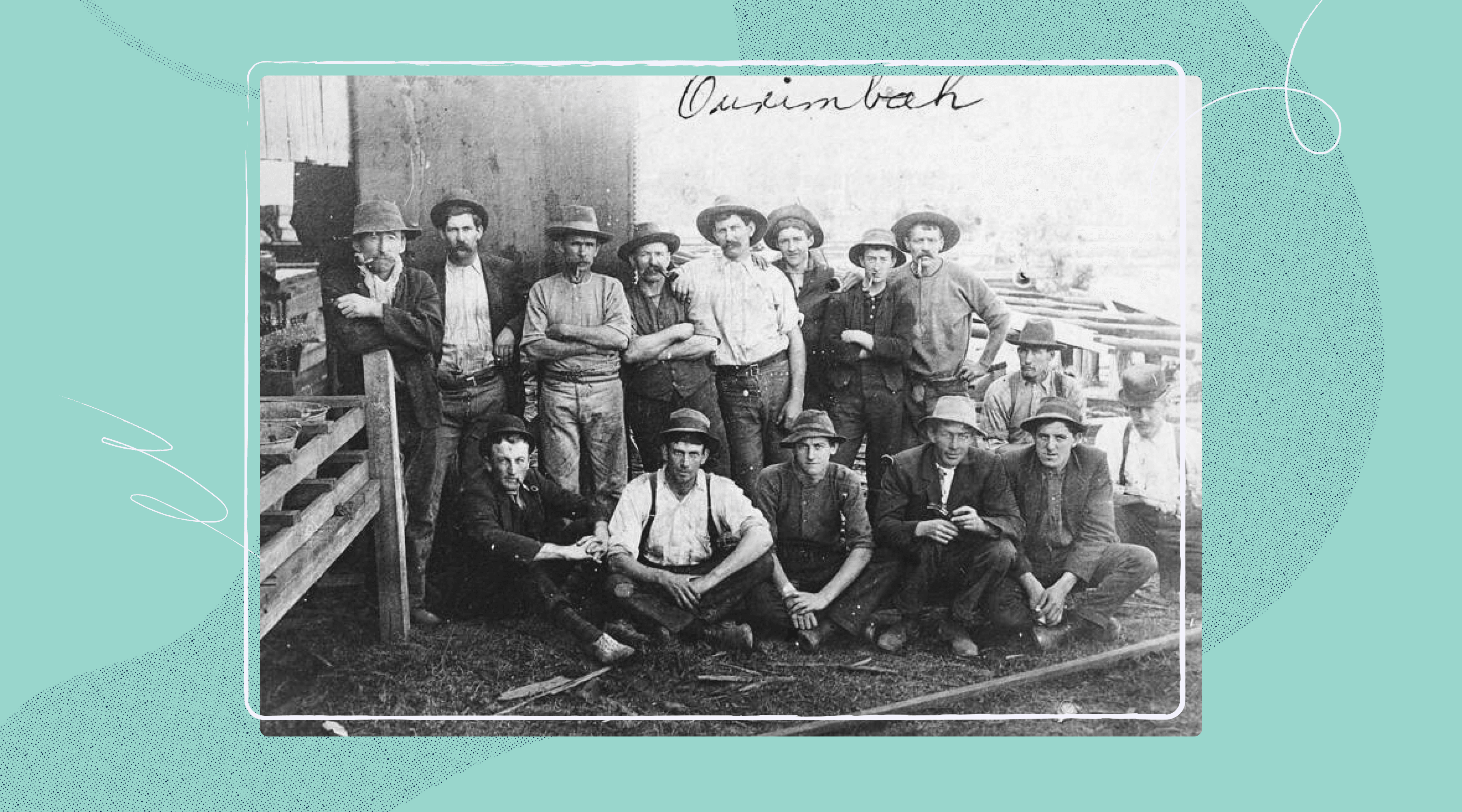 Old photo of male breadwinners working during the industrial age. 