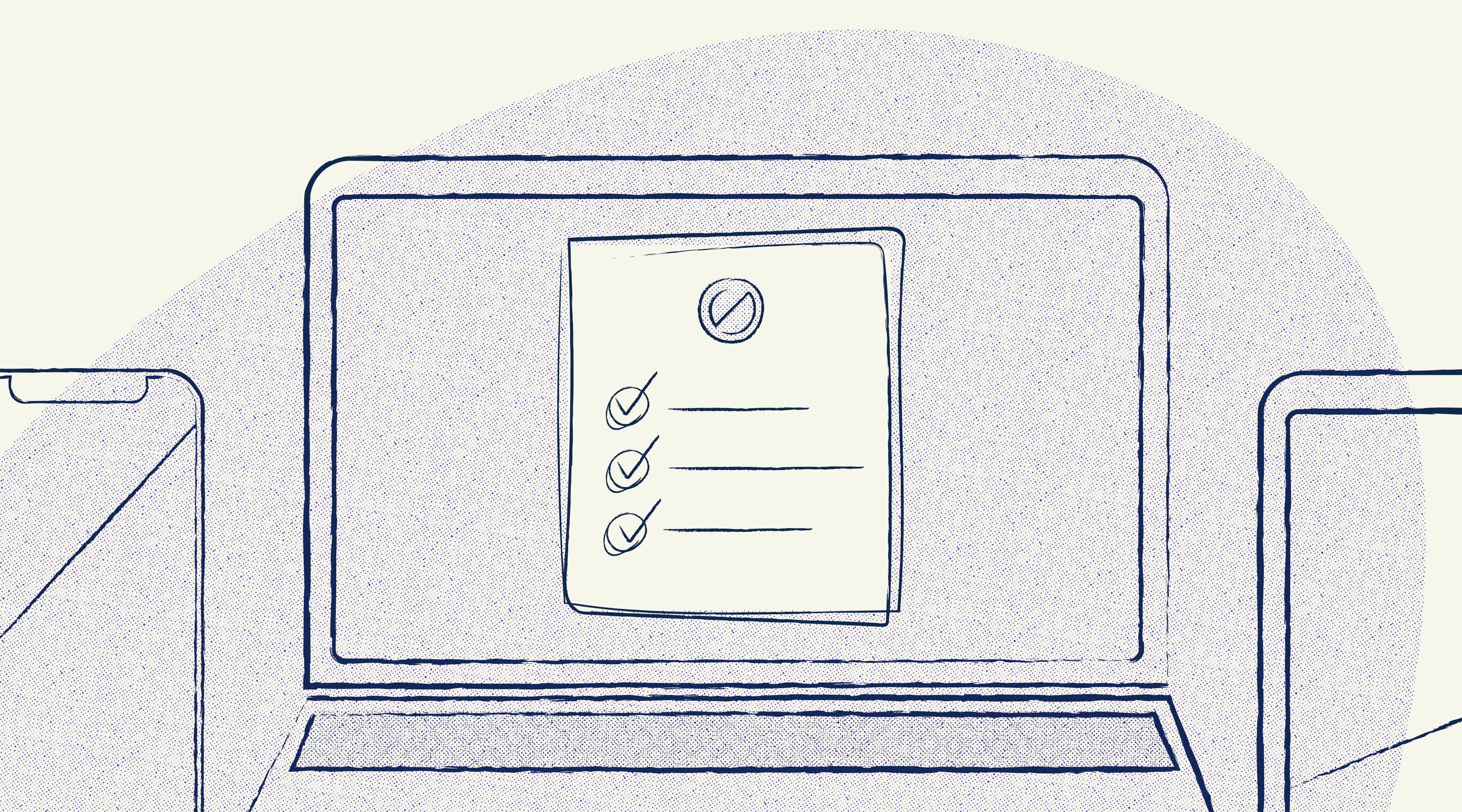 Illustration of laptop with a Stark branded checklist on the screen. 