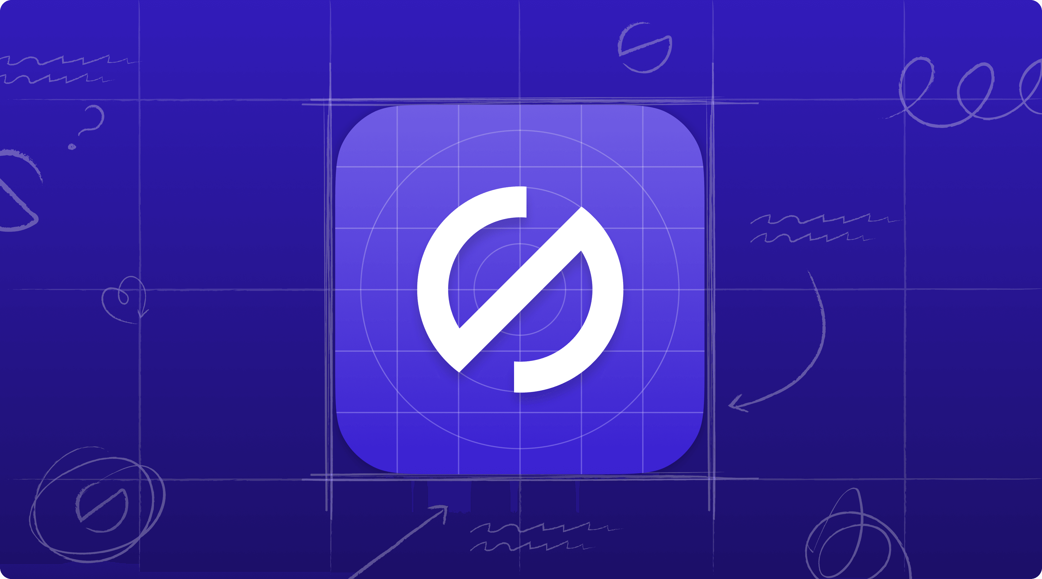 Stark logo over a purple-blue background with chalk-board sketches and scribbles overlaid.