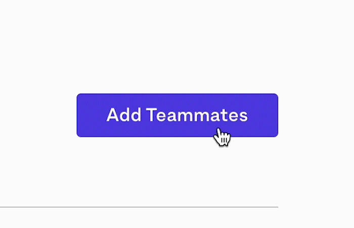 A user interface showing how to add a new teammate. First an email address is typed out then the send invite button is selected.