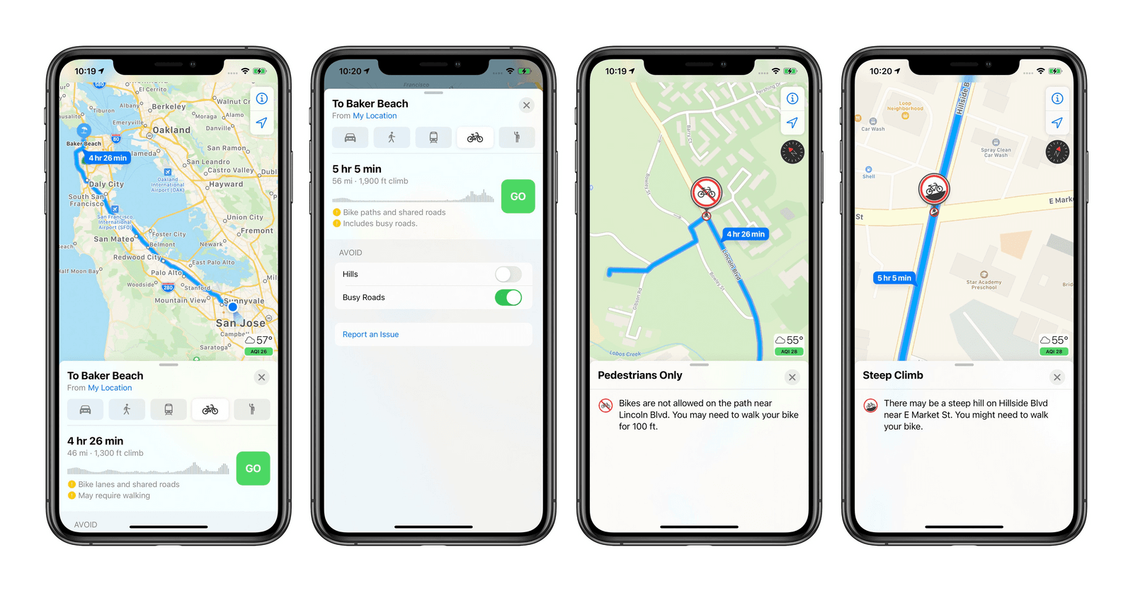 Apple Maps on an iPhone showing pedestrian routes