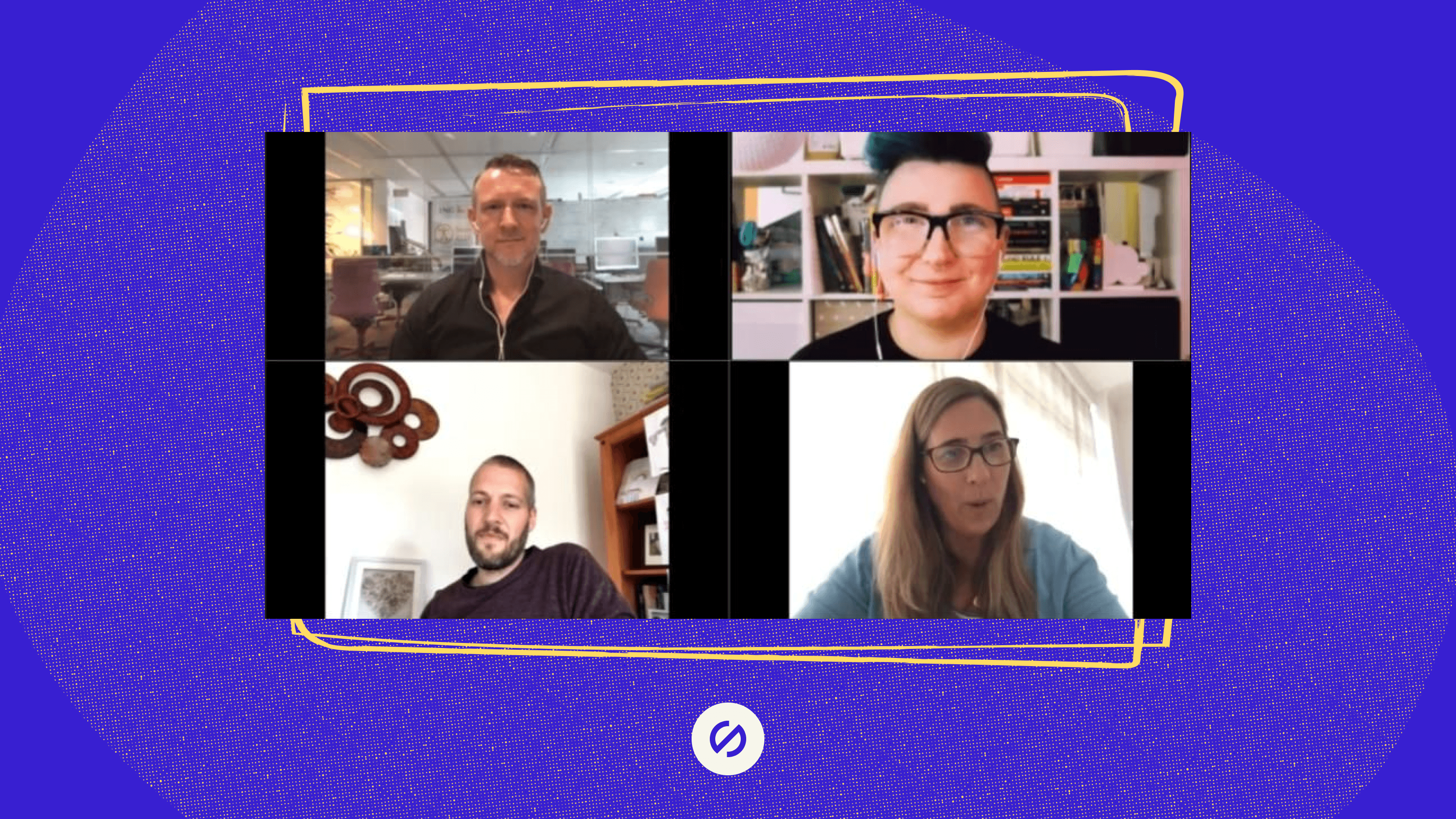 Soren and their previous team at InVision App, taking part in a virtual event titled, 'InVision Talk: The Value of Design Accessibility.'