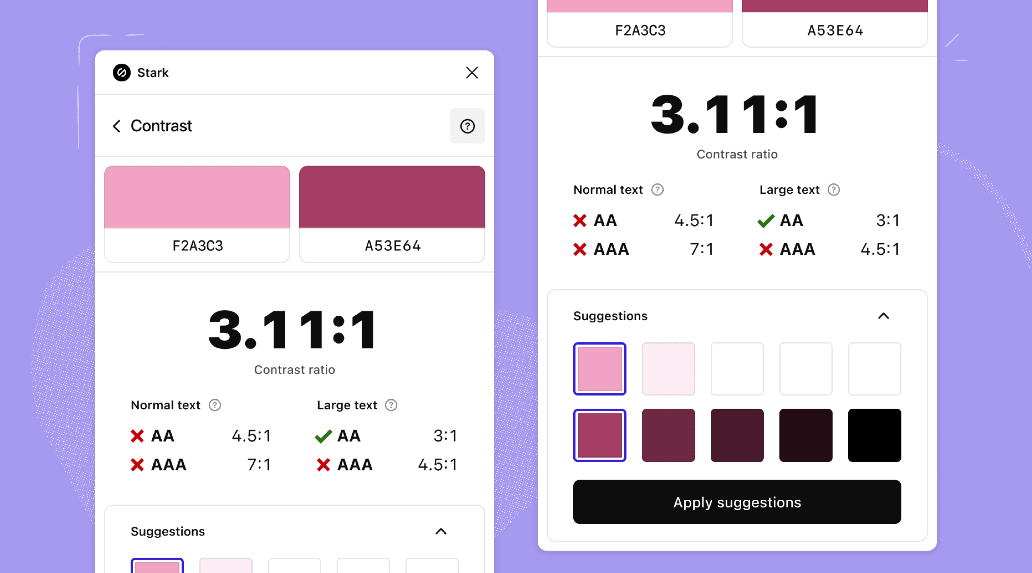 A closeup of the redesigned Contrast Checker. 