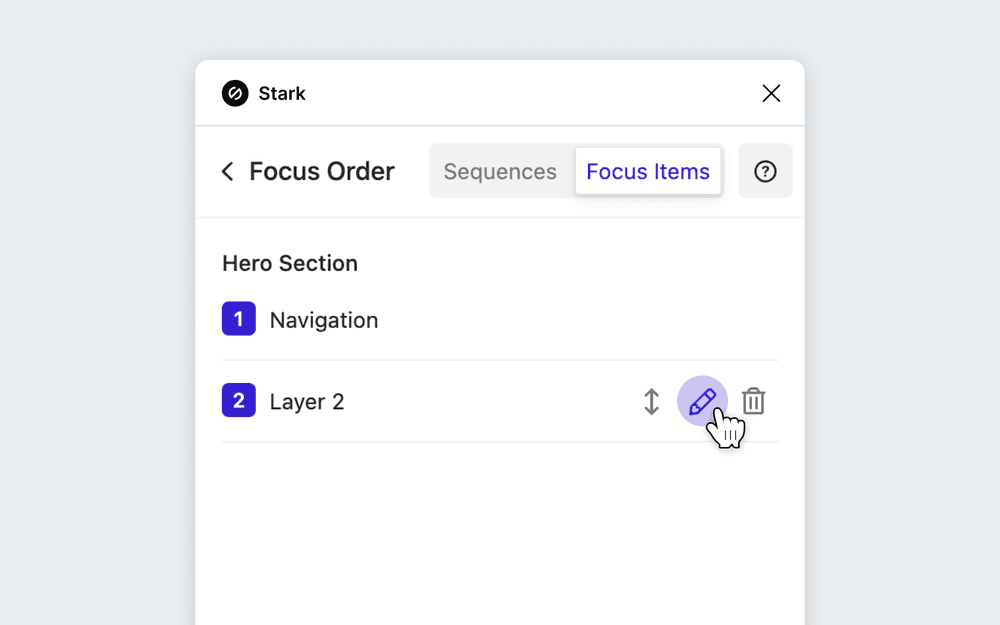 Editing the name of a Focus Item in Focus Order.