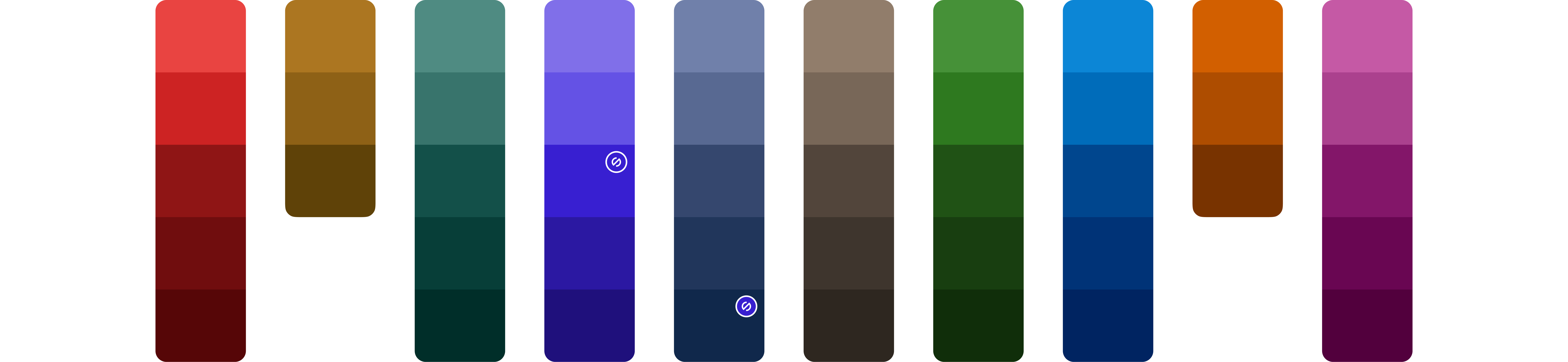 Color scales for the 5 dark shades in Stark's color palette.