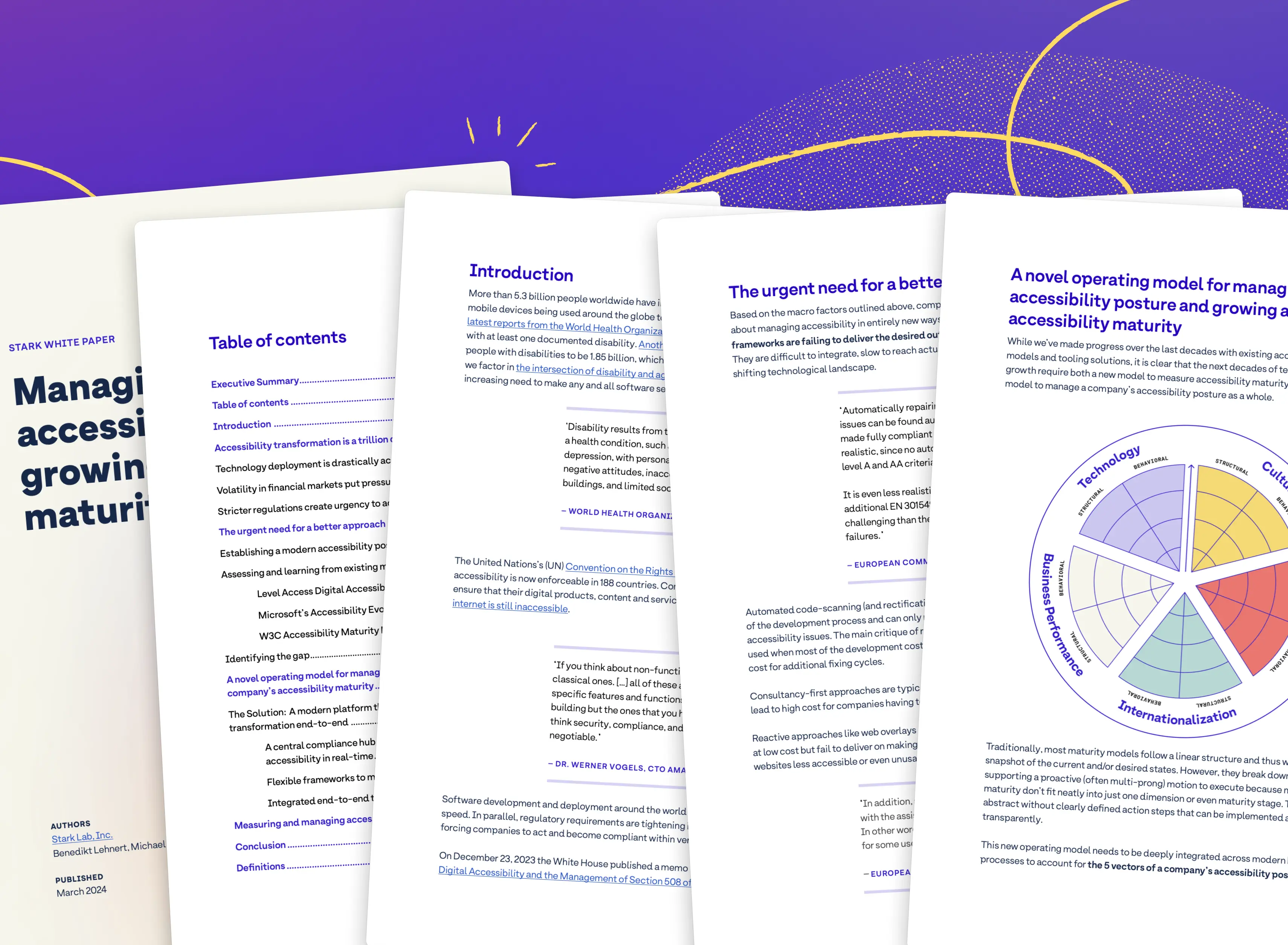 Fanned out and overlapping 5 pages from the Stark white paper.