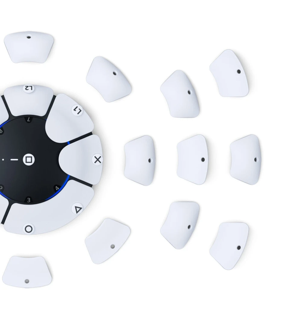 A Sony Access Controller is on the left with numerous button options shown in a starburst pattern