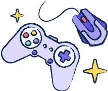 Game controller and gaming mouse illustration for gaming