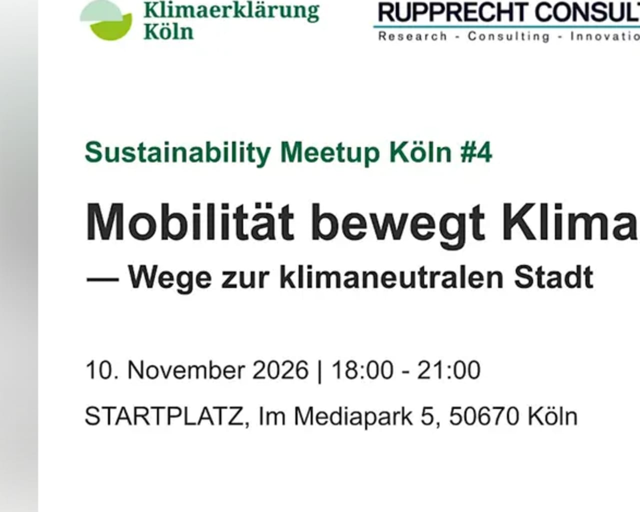 Sustainability Meetup Köln #4 – Mobilität bewegt Klima