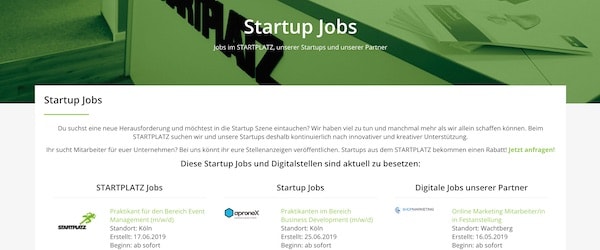 STARTPLATZ Job-Seite