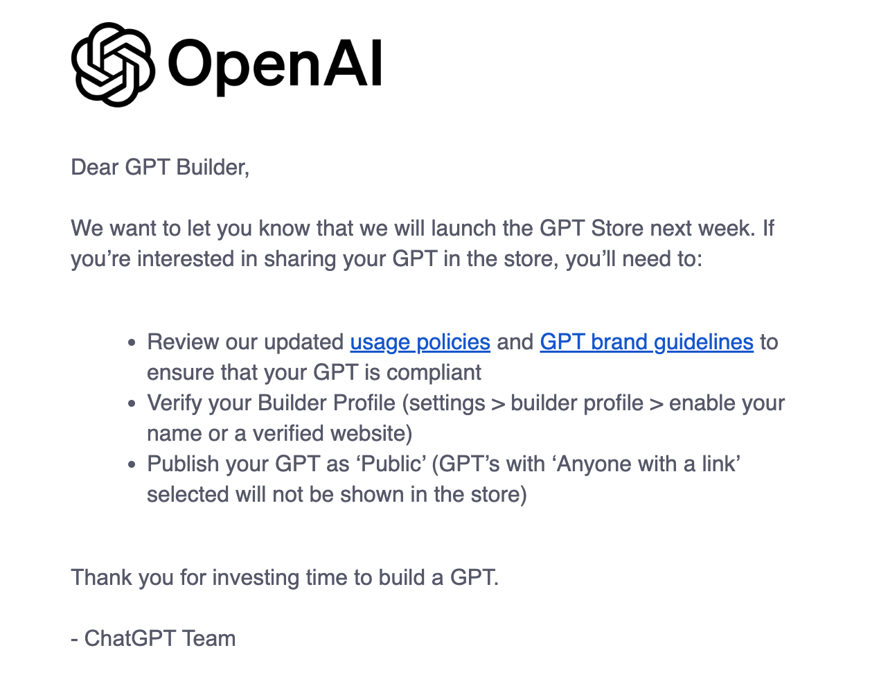 OpenAI GPT Store Launch