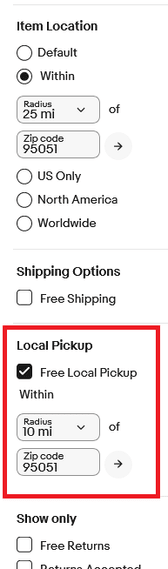 Search - local pickup