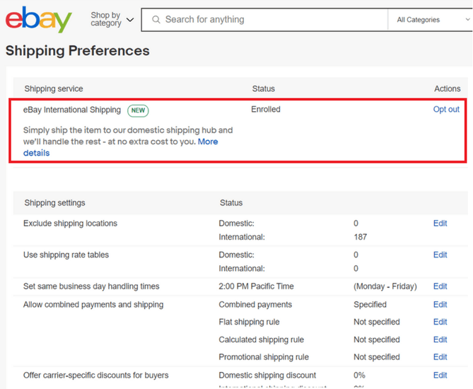 Account - shipping - EIS