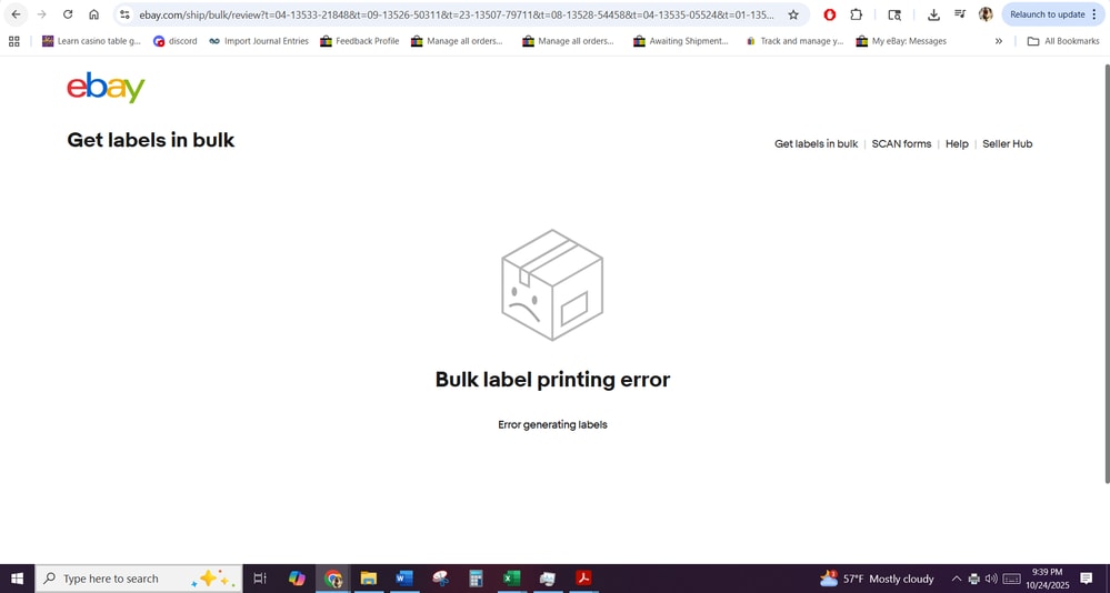 Error message 9:39pm 10-24-25