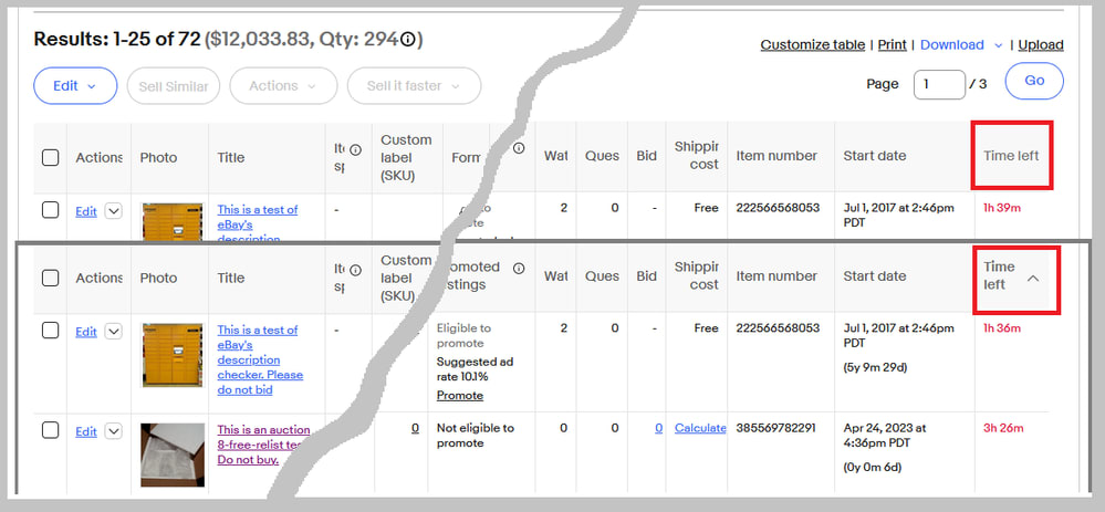 Seller Hub - sort listings